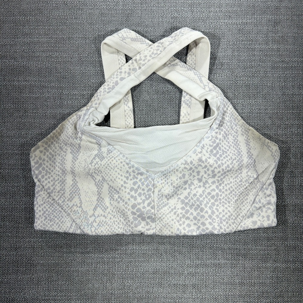 Lululemon Energy Bra High Support Womens 6 White Snakeskin Good Crisscross Back